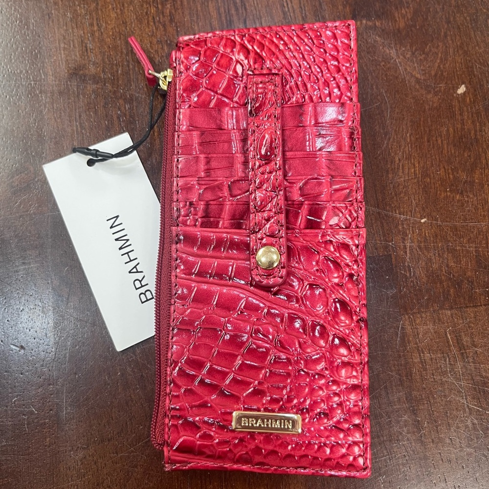 Brahmin Vibrant Red Croc-Embossed Wallet